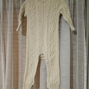 GAP Cream Cable Knit Baby Jumpsuit
